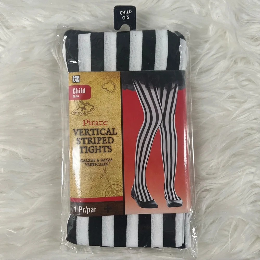Black and White vertical Striped Tights NEW Child one size Halloween costume